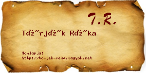 Törjék Réka névjegykártya